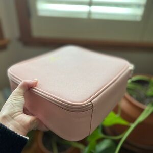 Relavel Pink Makeup Train Case Hard Shell Cosmetic Organizer Travel Bag